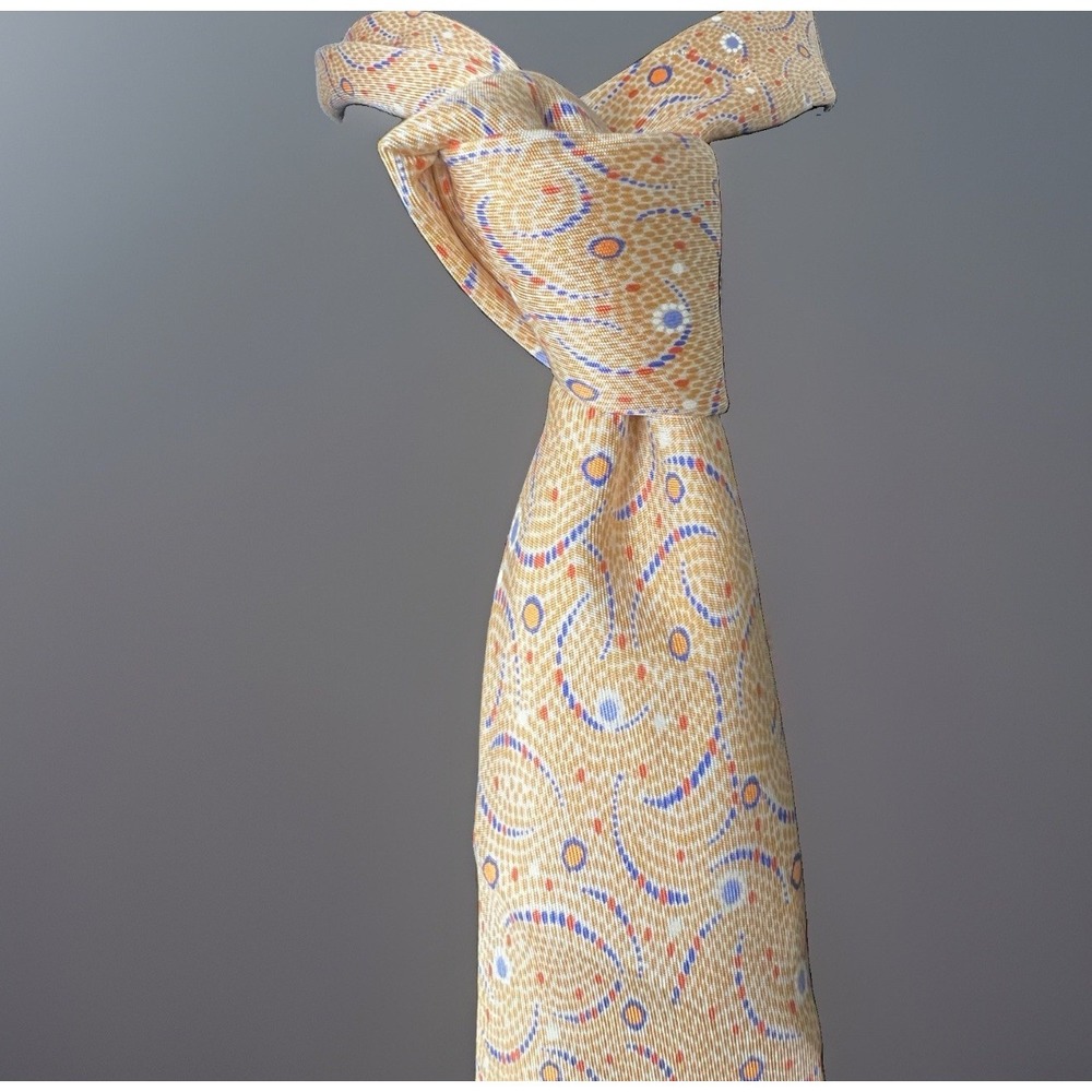 Hermès Paris Gold Logo Silk Tie Made in France One Size